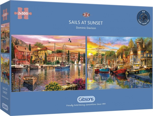 Gibsons Puzzle Segelboote im Sonnenuntergang 2x500 Teile