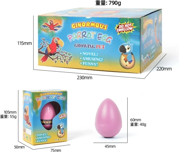 Wachsendes Ei – Papagei 6,5 cm