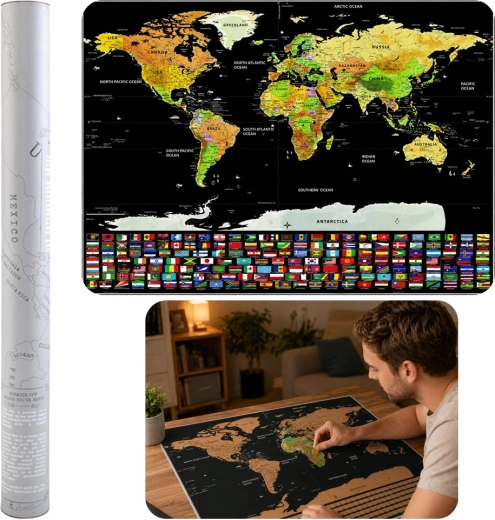 Rubbellandkarte der Welt – Poster für Reisende 82 × 59 cm