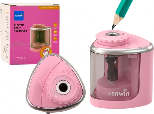 Elektrischer TENWIN-Anspitzer für Bleistifte und Buntstifte 6–8 mm – rosa