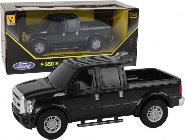 Schwarzer Pickup Ford F-350 mit Reibungsantrieb 1:28