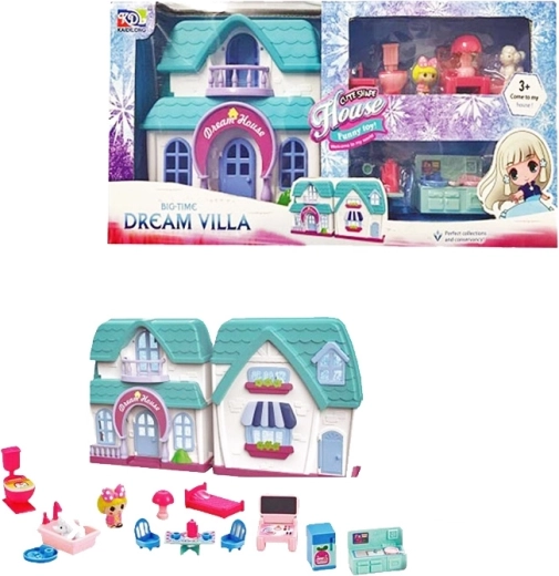 Stadtvilla mit Ausstattung – faltbares Puppenhaus