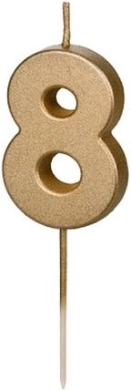 Goldene Geburtstagskerze Zahl 8, 4,5 cm