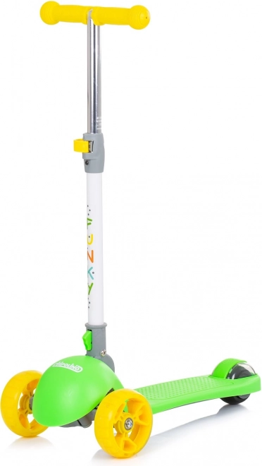 Kinder-Scooter CHIPOLINO Funky mit leuchtenden Rädern, grün‑gelb