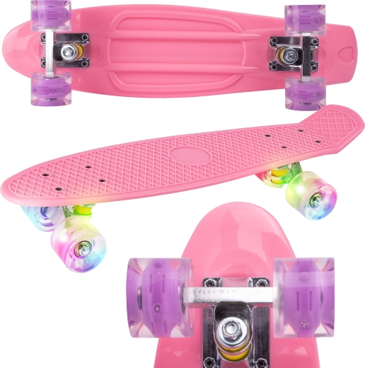 Kunststoff-Cruiser-Board mit LED-Rollen, rosa