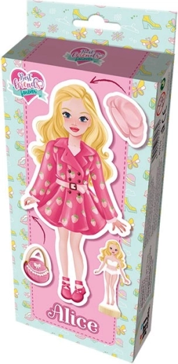 Magnetische Anziehpuppe Alice mit Holzsockel