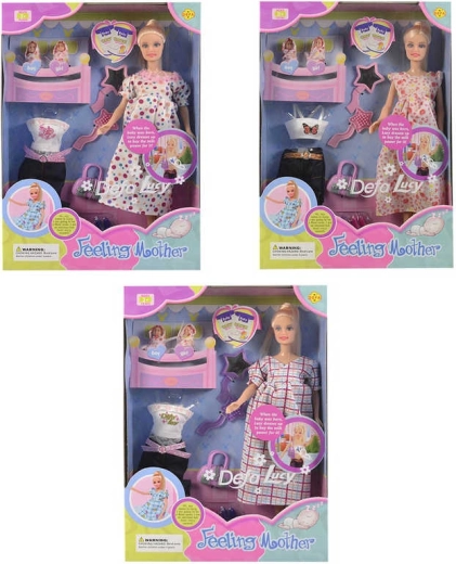 Puppe Defa Lucy – schwangere Mama mit Zwillingen und Zubehör 30 cm – 1 Set