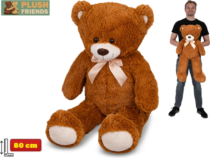 Plüschbär 80 cm dunkelbraun mit Schleife Plush Friends
