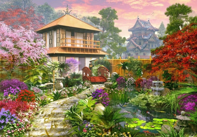 Puzzle Japanischer Garten 1000 Teile BLUEBIRD