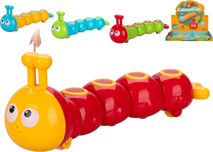 Bewegliche Raupe 15 cm – buntes Kunststoffspielzeug für Kinder ab 3 Jahren