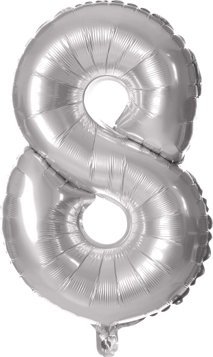 Folienballon Zahl 8 silber 30 cm TORO