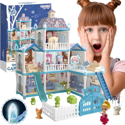 Woopie Wintergarten-Puppenhaus mit Zubehör und leuchtenden Dekorationen