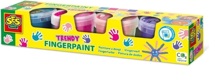 SES Creative Fingerfarben – Set mit 4 trendigen Farben (4×110 ml)