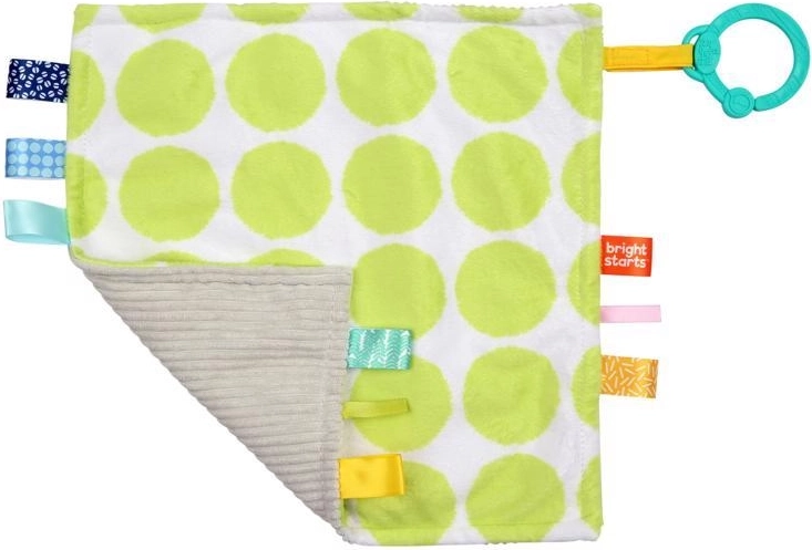Kuscheldecke mit C-Ring Little Taggies, grüne Punkte – Bright Starts