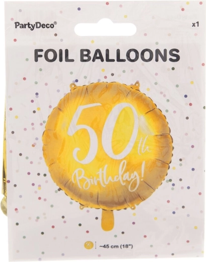 Folienballon Zahl 50, gold, 45 cm
