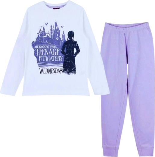 Kinderpyjama Wednesday weiß-violett