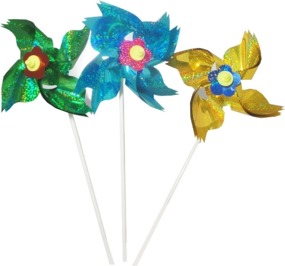 Bunter holografischer Windrädcheng mit Kunststoffstab