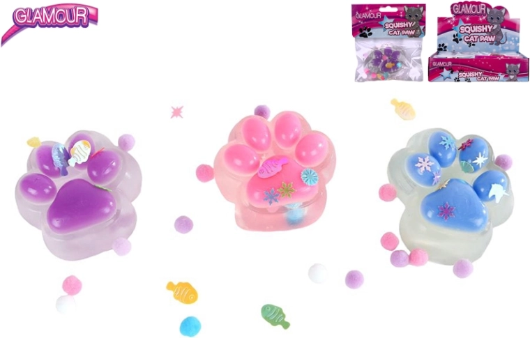 Glamour Katzenpfote Antistress-Spielzeug mit Schleim und Glitzer