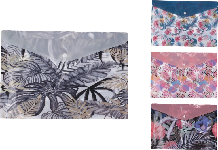 Dokumentenmappe mit Druckknopf 32 × 25 cm – Mix floraler Motive