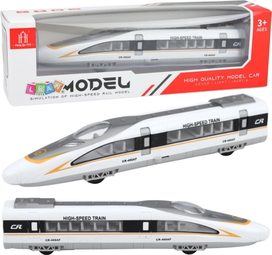 Hochgeschwindigkeitszug mit Lichtern, Geräuschen und öffnenden Türen