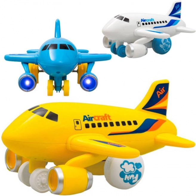 Fröhliches Zieh-Flugzeug mit Licht und Sound