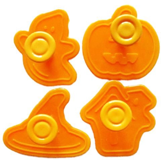 Keksstempel Halloween, Set 4 Stück, Kunststoff, orange