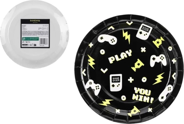 Pappteller Gamepads 23 cm (6 Stk.)