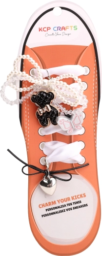 Set dekorativer Schnürsenkel-Accessoires – schwarzer Teddybär und Schmetterling - 1 Stück