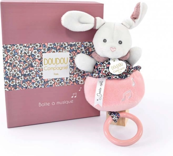 Doudou Geschenkset – rosa Plüschhäschen mit Melodie 20 cm