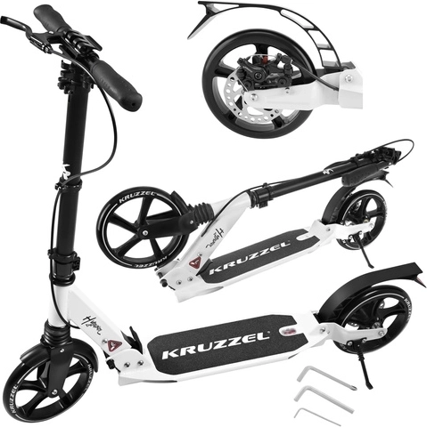 Klappbarer City-Scooter KRUZZEL Hyperion, 200-mm-Räder, Federung und höhenverstellbarer Lenker
