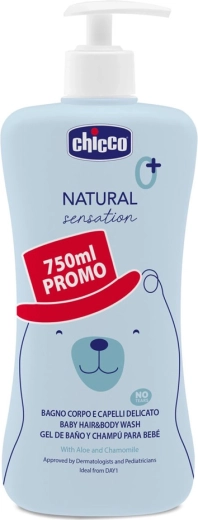 Chicco Shampoo für Haare und Körper Natural Sensation mit Aloe und Kamille 750 ml