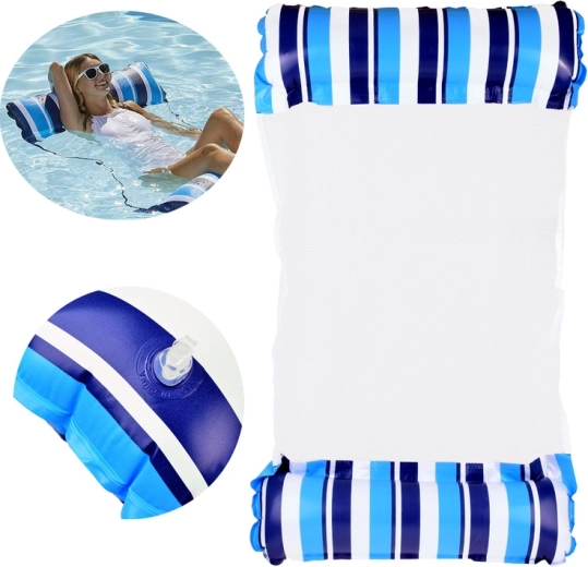 Aufblasbare Pool-Hängematte – schwimmende Matratze blau-weiß - 1 Stück