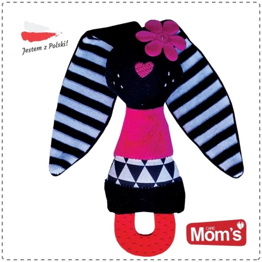 Rasselnder Plüsch-Hase mit knisternden Ohren und Beißring für Babys