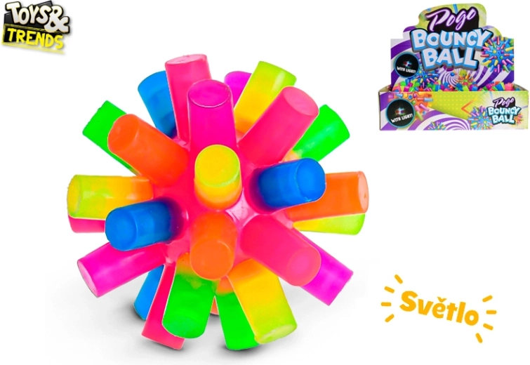 Farbig leuchtender Hüpfball 7,5 cm mit Batterien