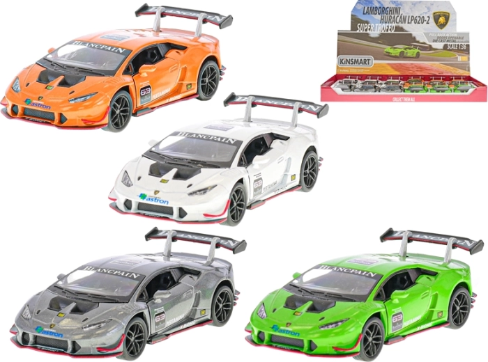 Metallmodell Lamborghini Huracán LP620-2 1:36 mit Rückziehmotor, 12 cm