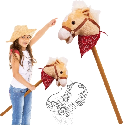 Hobby Horse auf einem Holzstab mit Wiehergeräusch, 77 cm