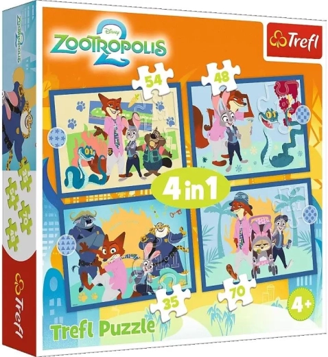 Puzzle 4 in 1 Zootopia voller Abenteuer