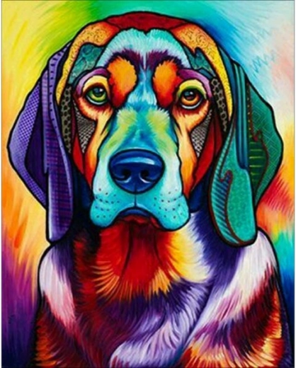 Diamantstickerei (Diamond Painting) – Hund in Farbe 30 × 40 cm - 1 Stück