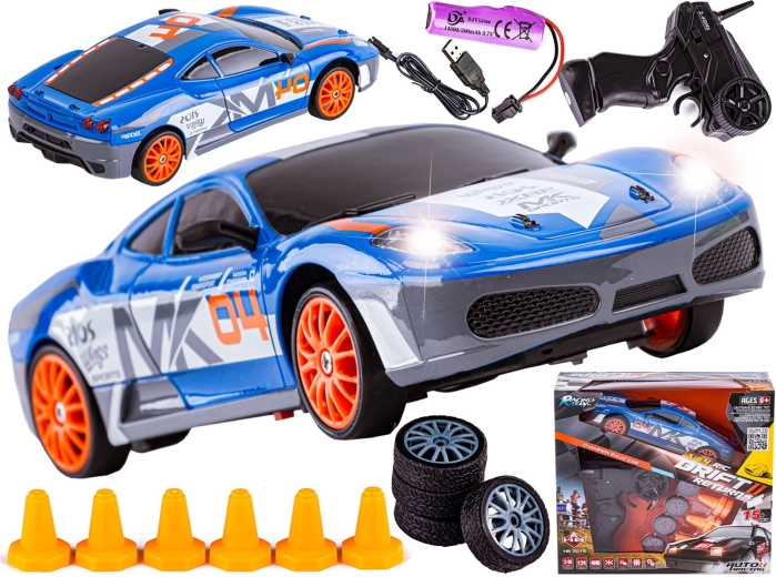 RC-Driftauto 1:24, 2,4 GHz, 4WD, blau im Ferrari-Stil - 1 Stück