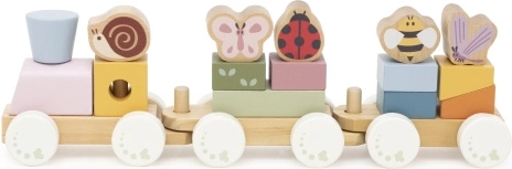 Pädagogischer Frühlingszug aus Holz von Viga mit Bausteinen