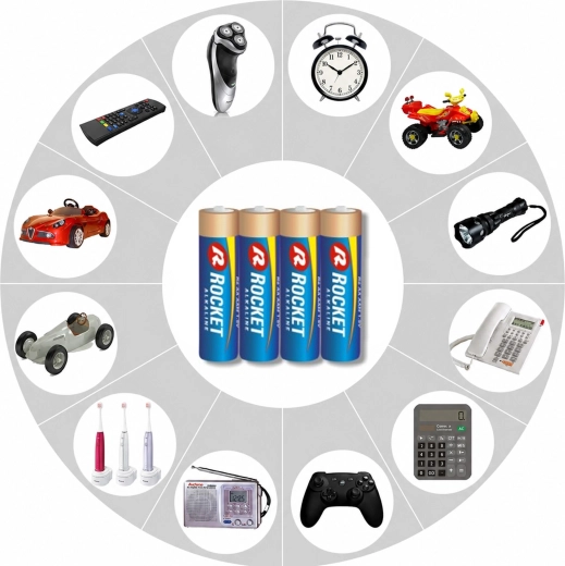 Rocket Alkali-Batterien AA 1,5 V – Packung mit 180 Stk. (45×4)