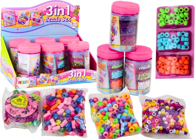 Perlen-Set im Glas für die Schmuckherstellung 3in1
