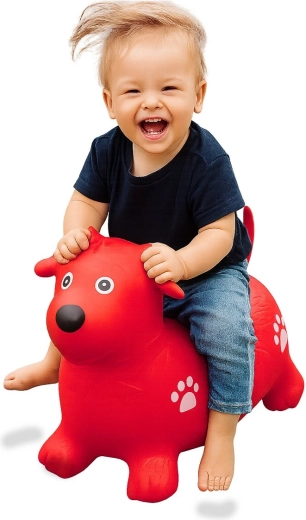 Hüpfspielzeug Hund HoppyDoo rot mit Pumpe
