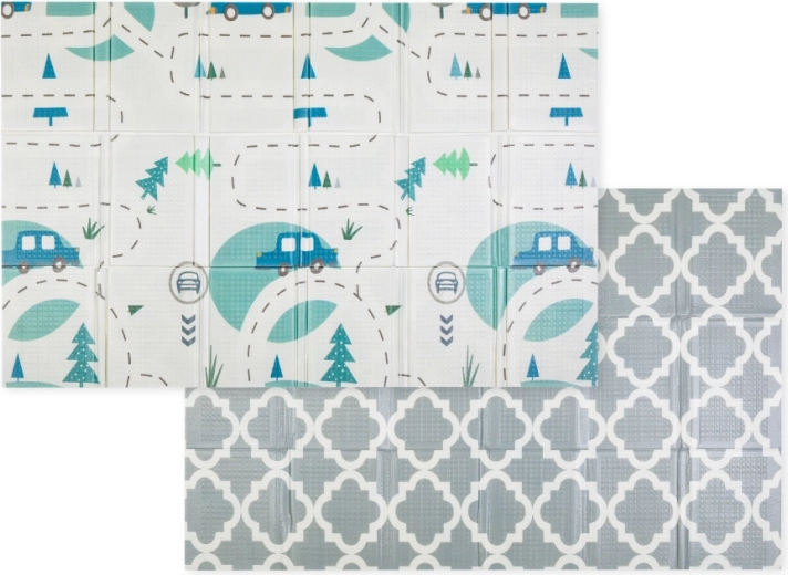 Petite&Mars faltbare Schaum-Spielmatte Campy L 130 × 200 cm Cars & Arabesca