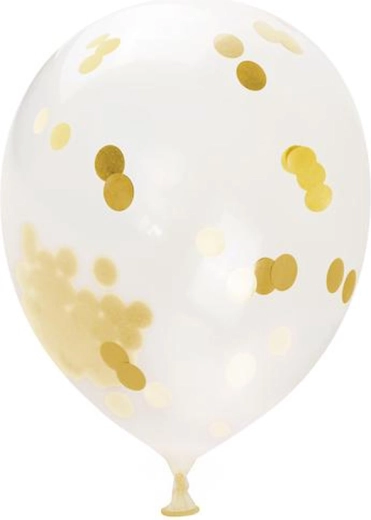 Konfetti-Ballon – gold, 30 cm, 5 Stk.