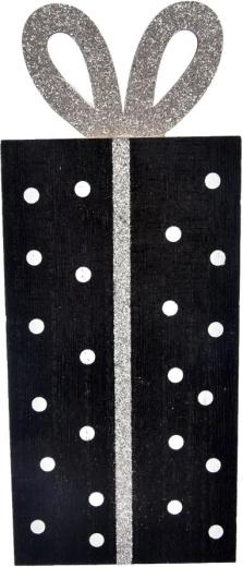 Holzdekoration in Geschenkform, schwarz, 22 cm