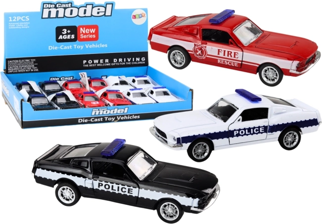 Metall-Polizei- und Feuerwehrauto 1:32 mit Friktionsantrieb