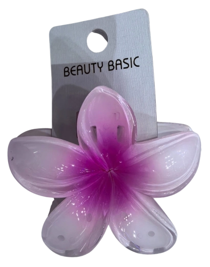 PINK großer Haarclip in Hibiskusblütenform rosa-weiß – 1 Stück