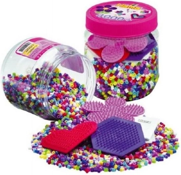 Bügelperlen 4000 Stk. mit Steckplatten und Zubehör in Kunststoffdose