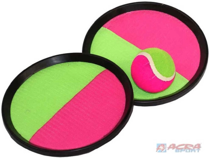 ACRA Catch-Ball-Spiel mit 2 Klettverschluss-Fangscheiben und Ball